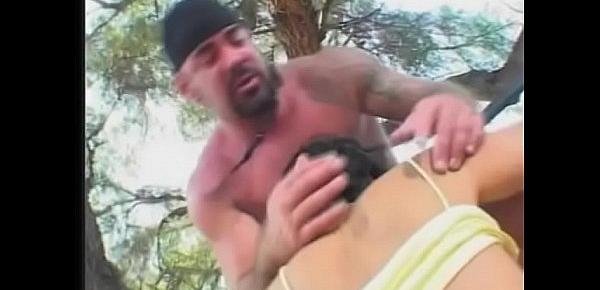  Brutal man hard fucks a young Chinese whore with a hairy pussy in the back of his pickup truck